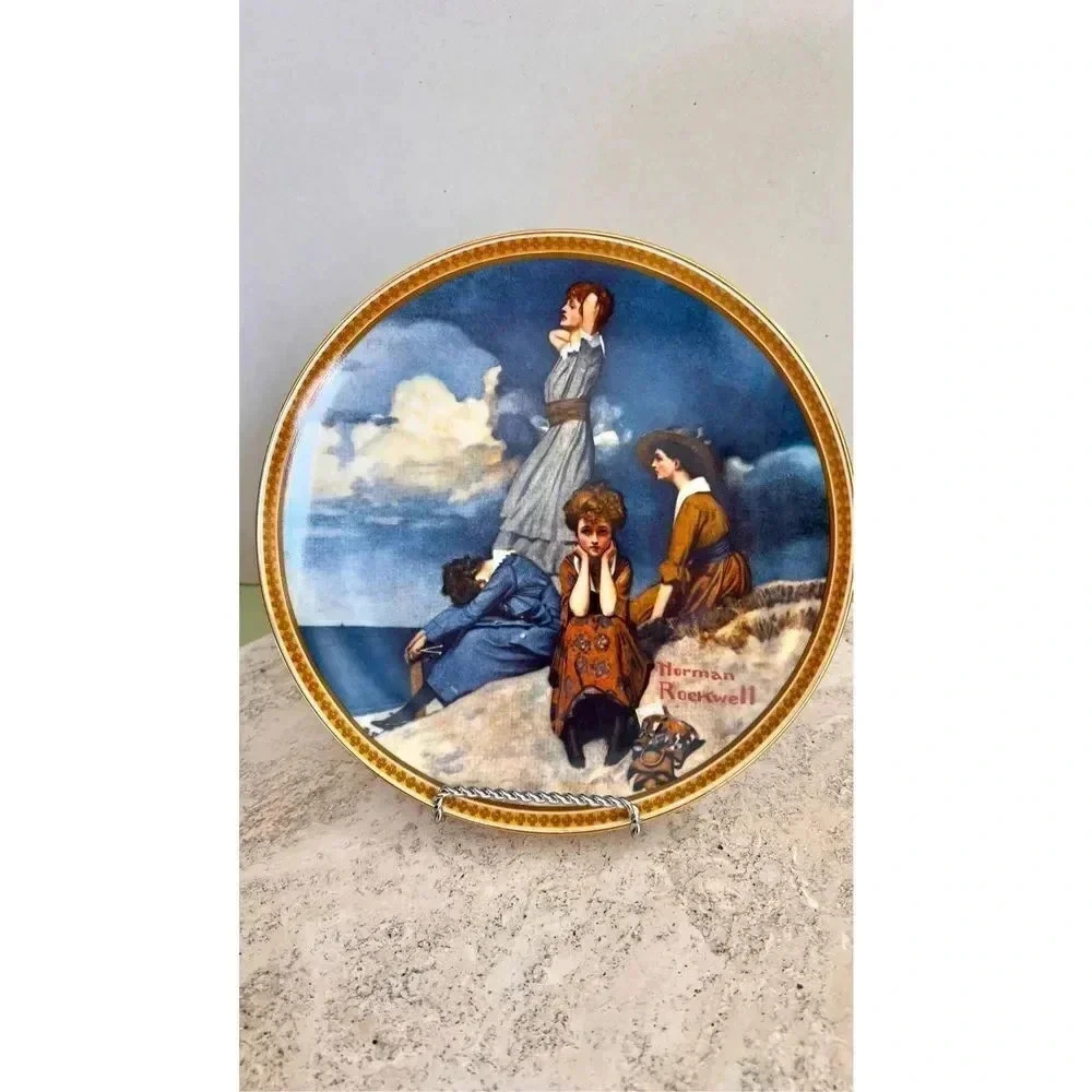 Norman Rockwell Multi-Color Vintage Waiting On The Shore Collector Plate Knowles
